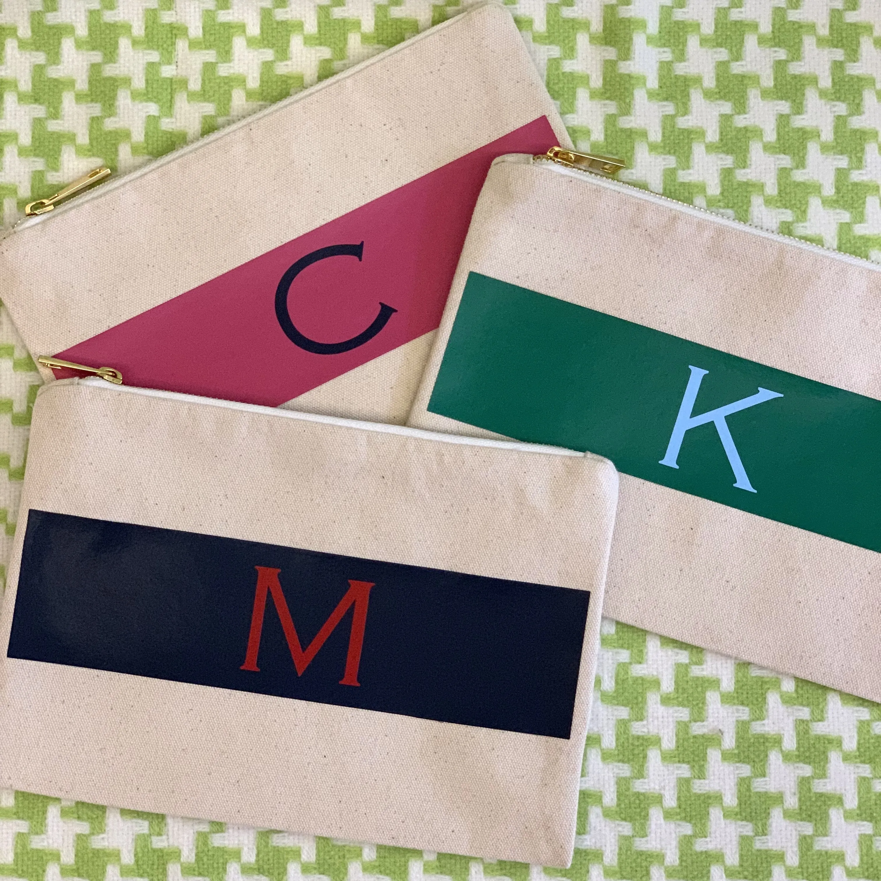 Zip Top Pouch with Wide Stripe