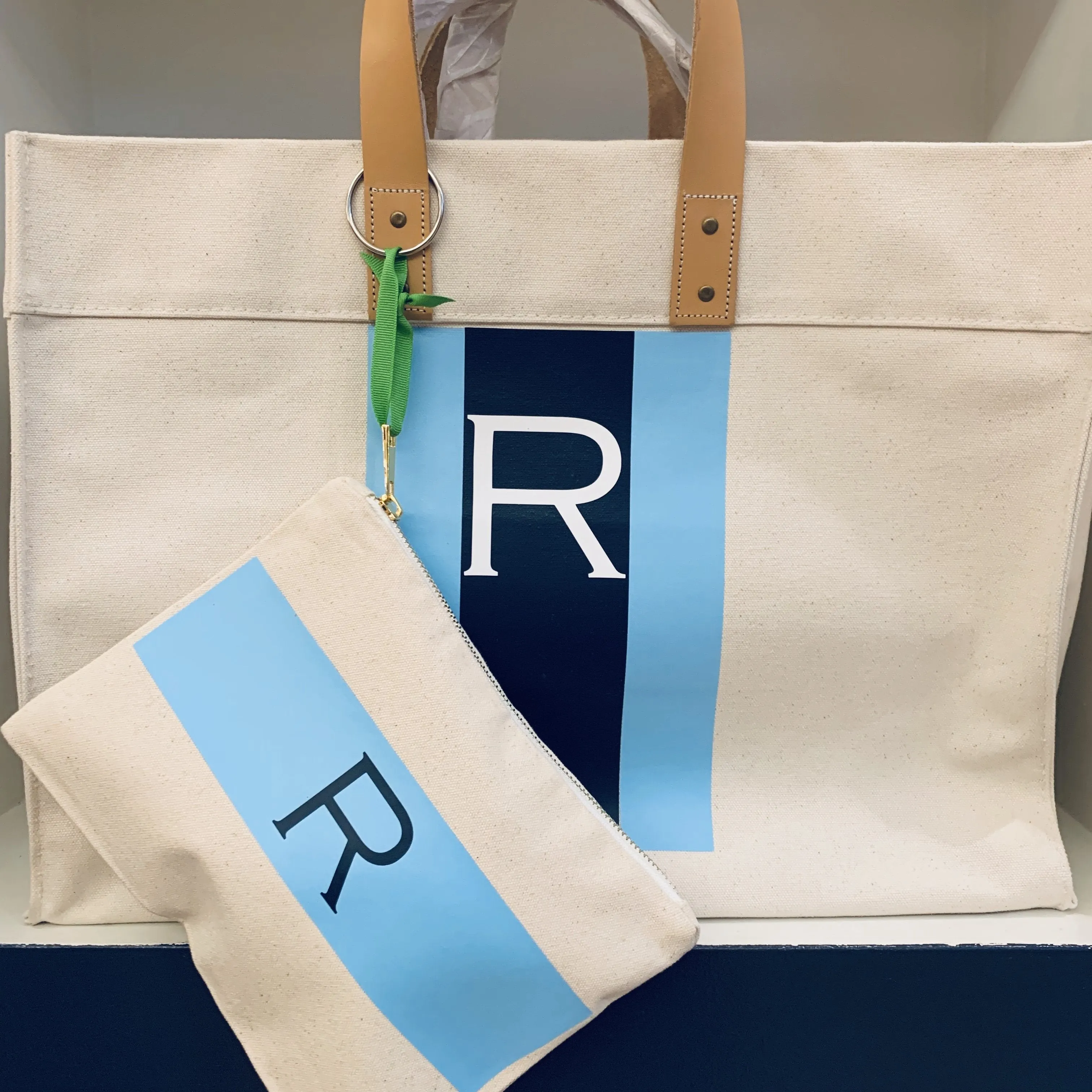 Zip Top Pouch with Wide Stripe