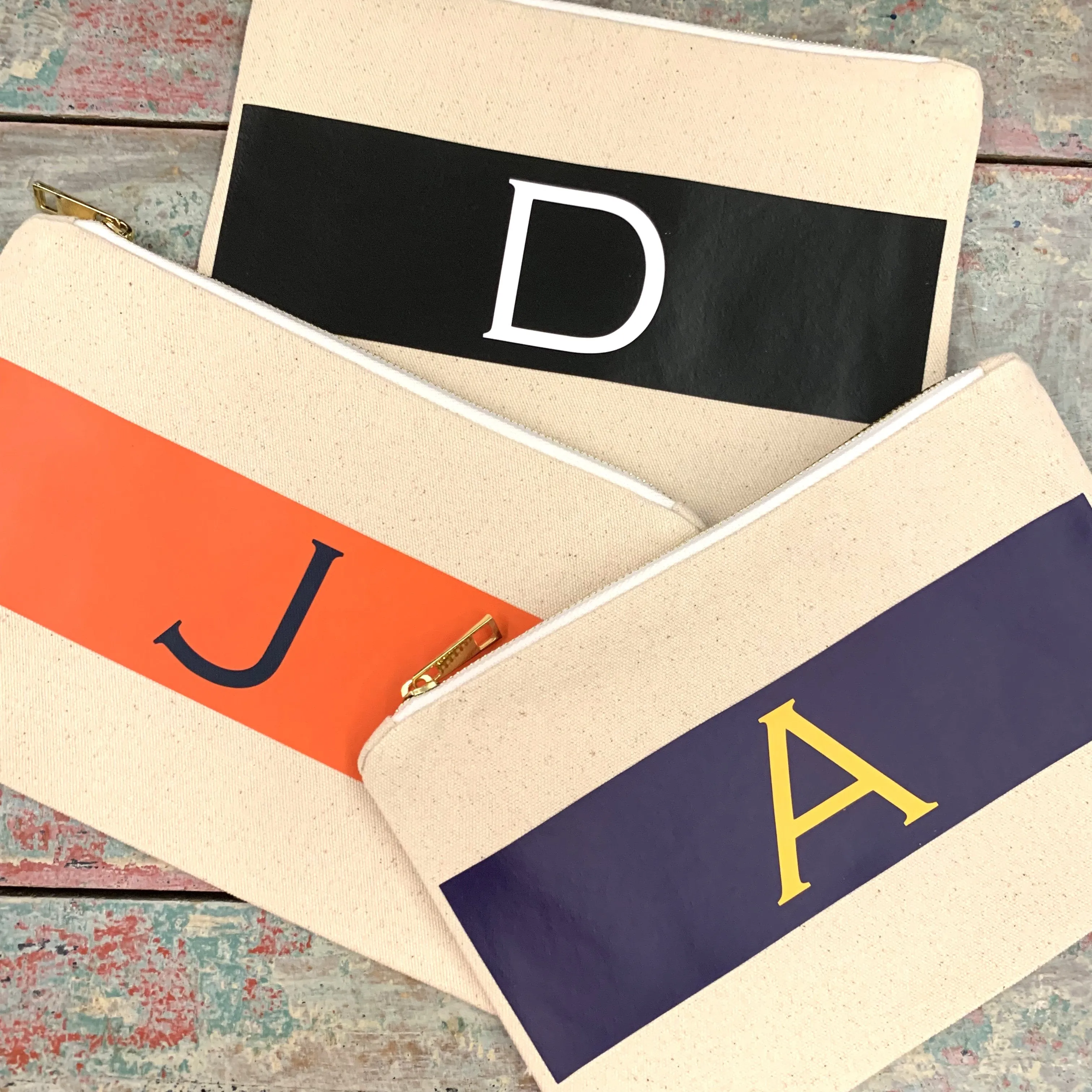 Zip Top Pouch with Wide Stripe