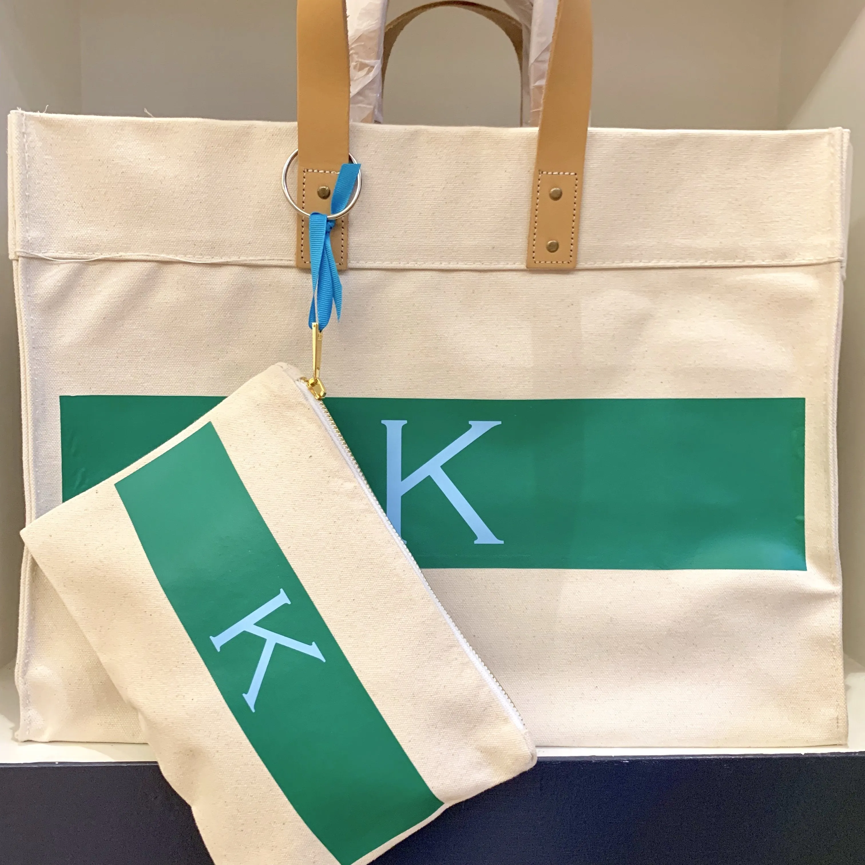 Zip Top Pouch with Wide Stripe