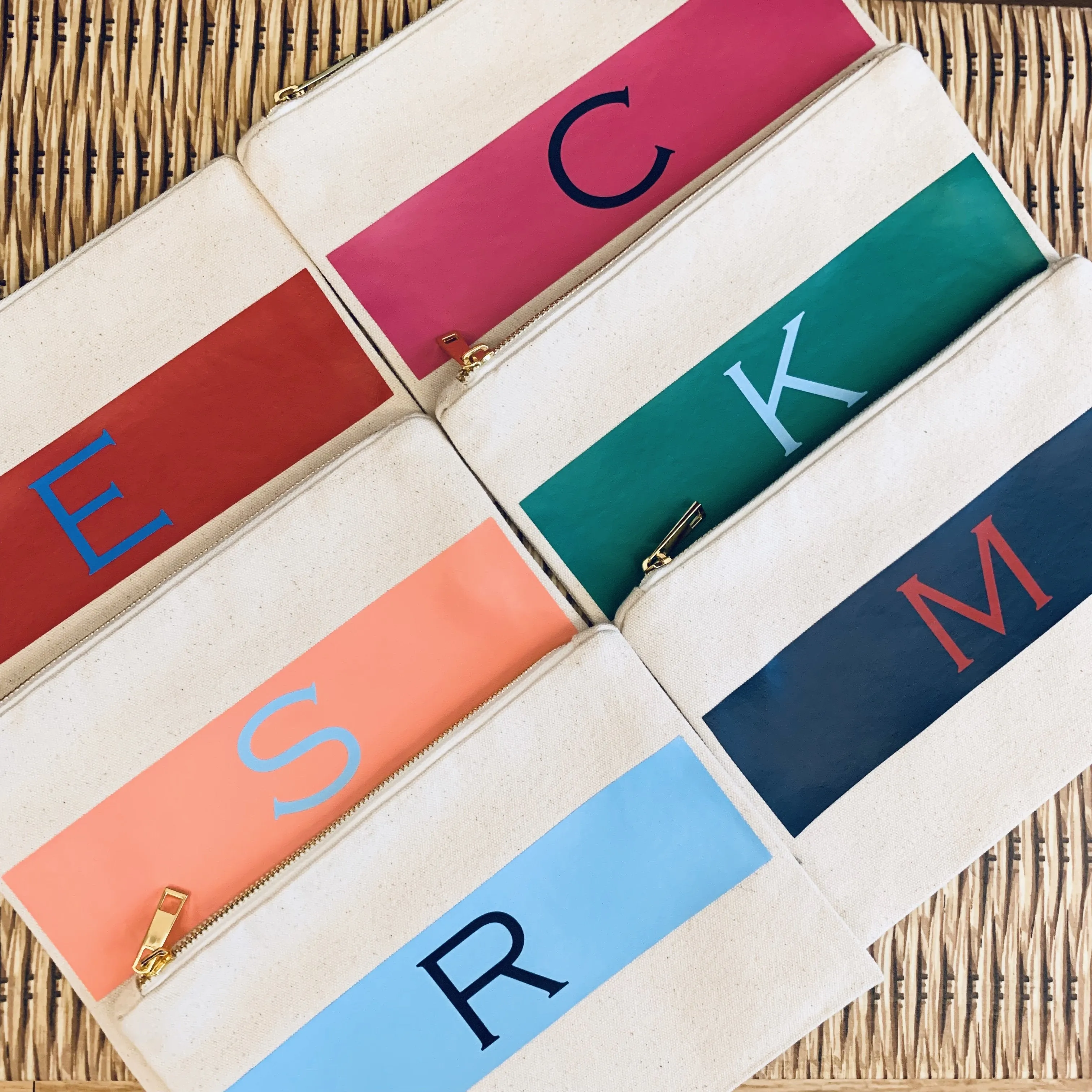 Zip Top Pouch with Wide Stripe