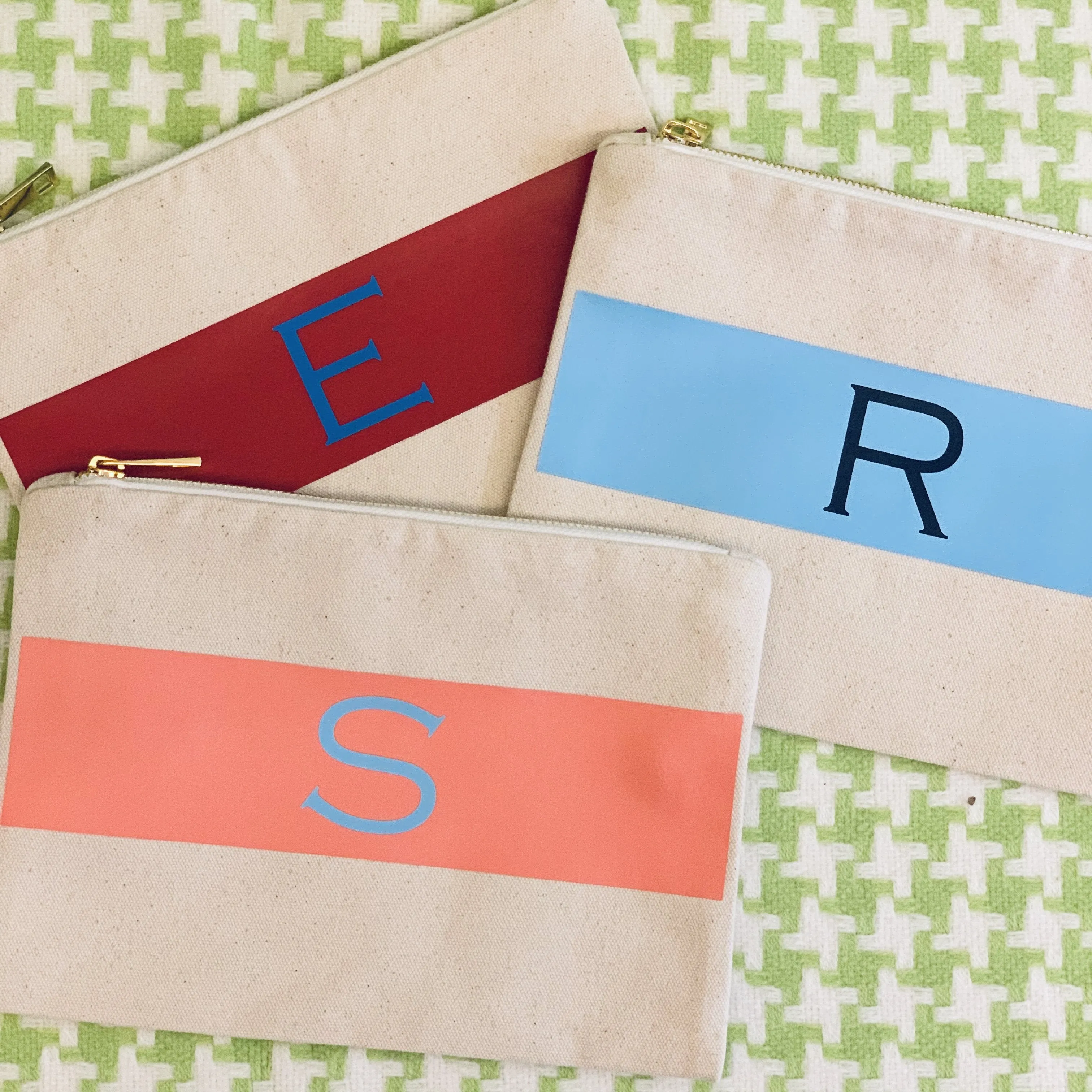Zip Top Pouch with Wide Stripe
